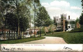 Linderman Library appears on a Lehigh University postcard in 1907 (Photo courtesy of Wikimedia Commons)
