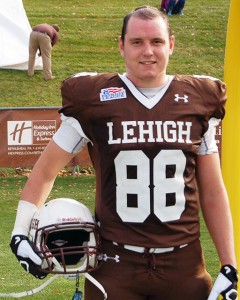 Senior tight end Chris Ruhl is one of Lehigh football's five captains this season. Ruhl earned his captian position after his dedication to leadership and eagerness. (Austin Edwards/B&W Photo)