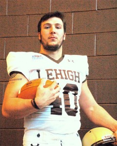 Senior defensive end Matt Laub is a captain on the Lehigh football team and one of the key players on defense. Laub has 28 tackles and four sacks on the season going into Saturday's game against Lafayette College. (Paige Pagan/ B&W Photo)