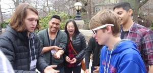 Participants in last year's Diversity Life Weekend play rock, paper, scissors outside of the Alumni Memorial Building. This year's D-Life Weekend will be April 8-10. (Courtesy of Jennifer Castro)