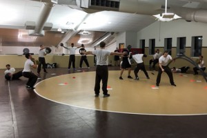 Baseball players do strength drills in Taylor Gym for the Program on Sunday, Jan. 31, 2016. The Program brought in military soldiers to train athletes on the lacrosse and baseball teams. (Courtesy Lehigh Athletics)