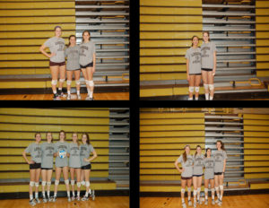 From upper left: The sophomore, senior, freshman and junior classes of the volleyball team. (Ian Smith/B&W Staff)
