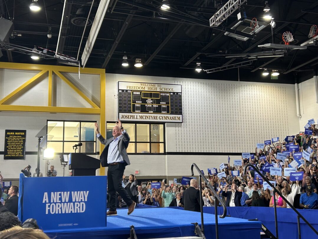 Vice Presidential Nominee Tim Walz hosts rally in Bethlehem